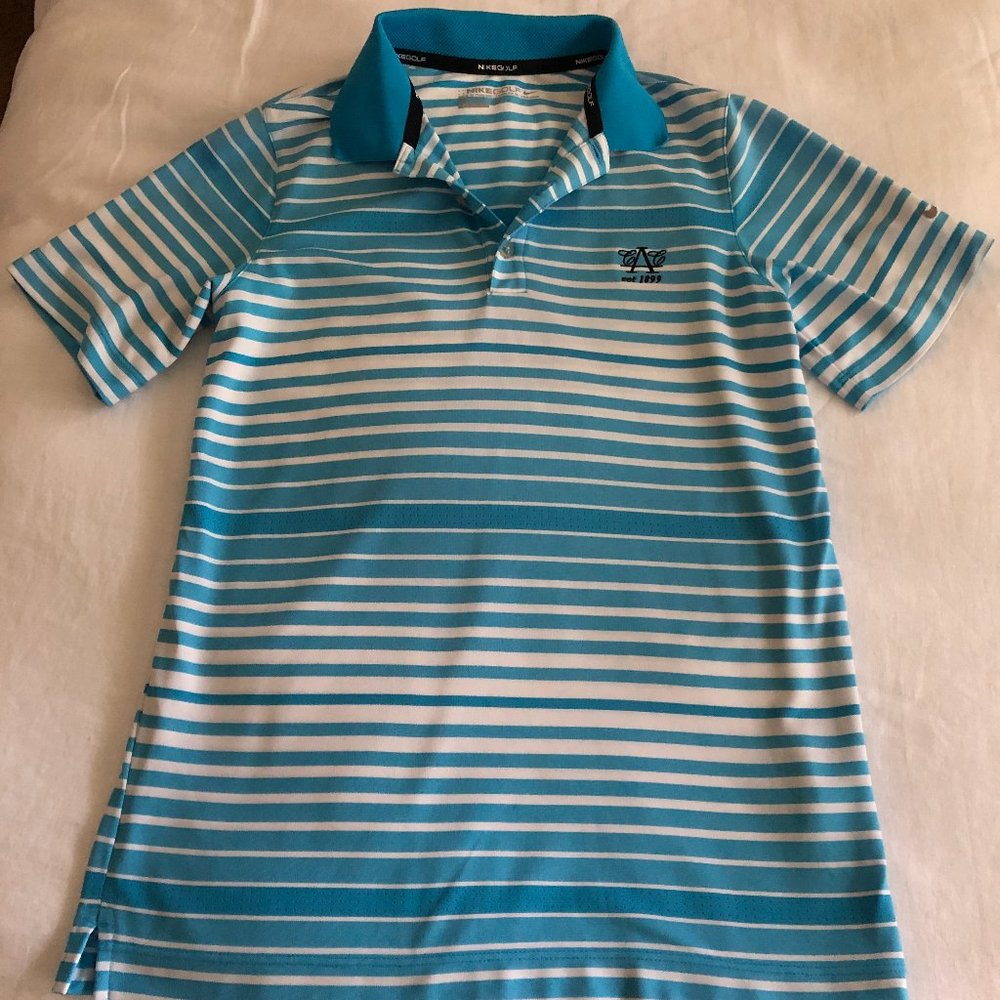 Blue Striped Nike Golf Polo